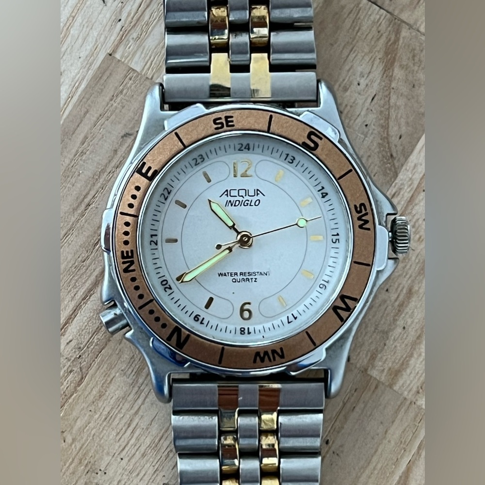 Acqua by Timex Men’s Watch Indiglo White Dial Vintage Two-Tone Bracelet